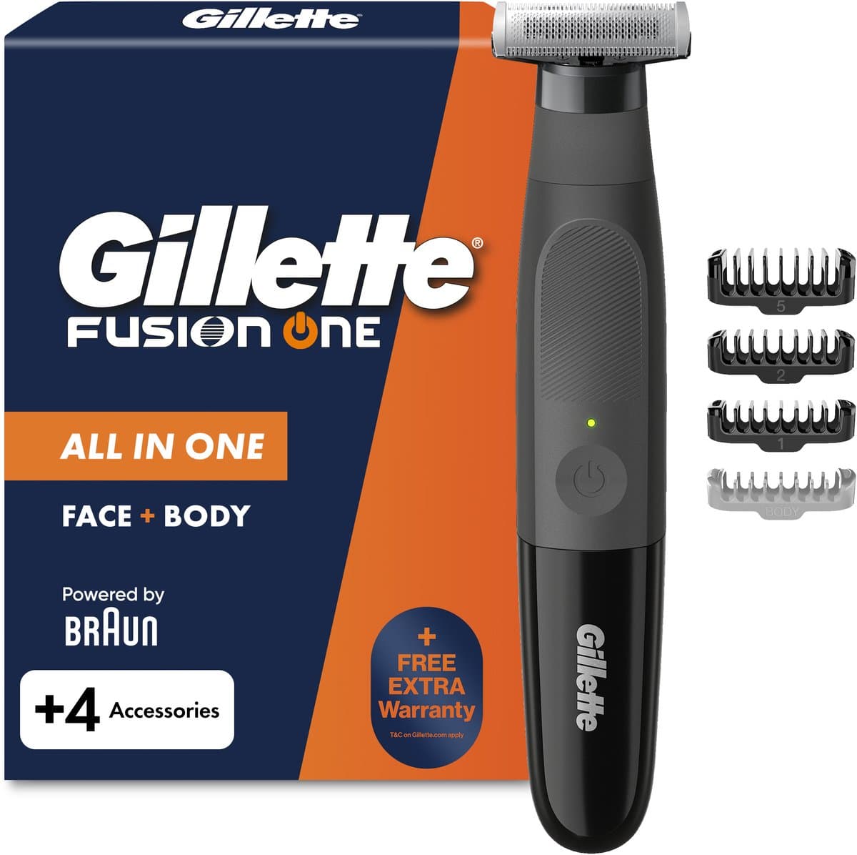 Gillette Fusion One - Trimmer with One Blade - Hybrid Baardtrimmer en Scheerapparaat - Voor Gezicht en Lichaam
