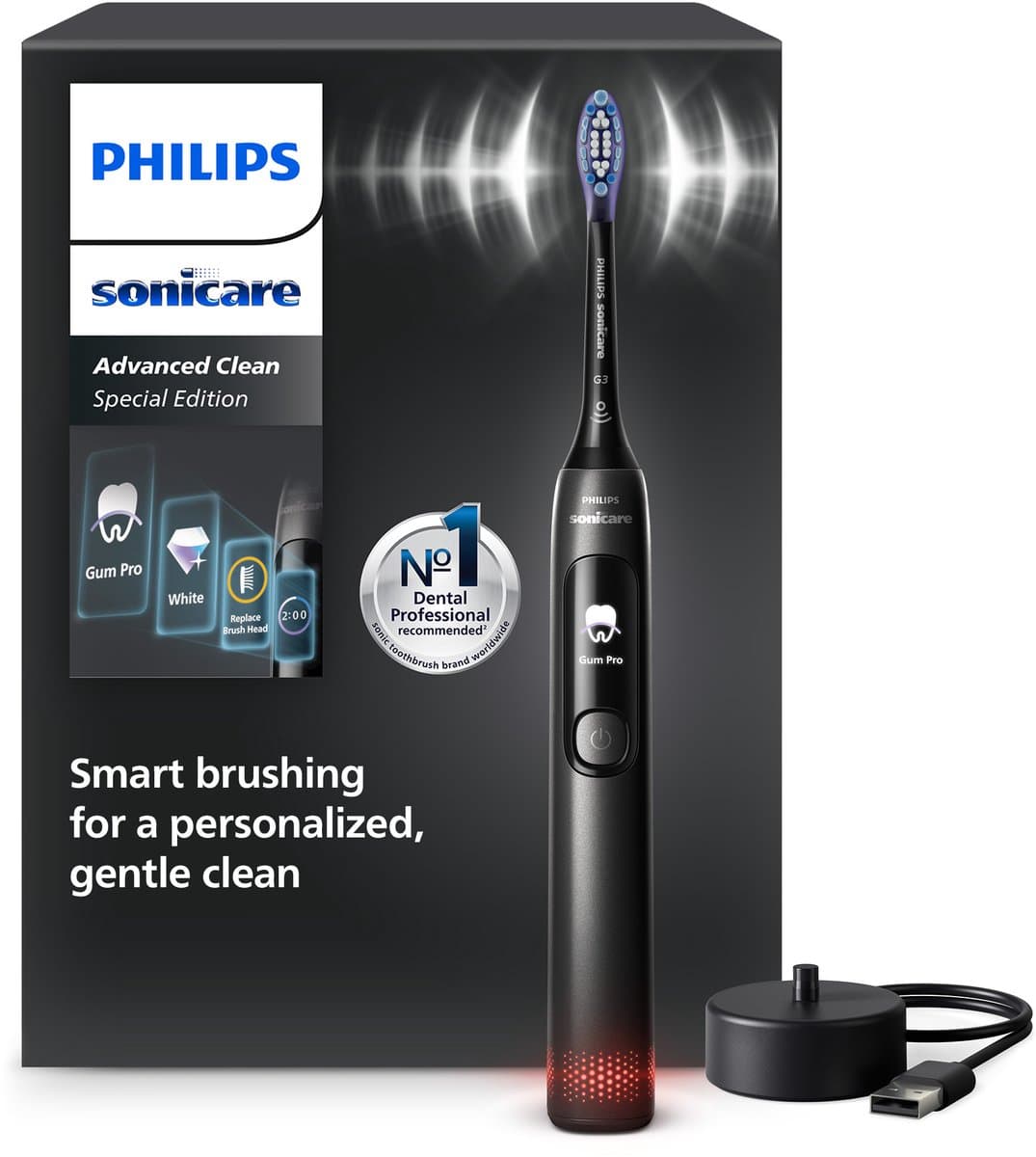 Philips Sonicare Advanced Clean Special Edition - Elektrische tandenborstel - Kleurendisplay - Zwart - HX3792/11 - Afbeelding 1