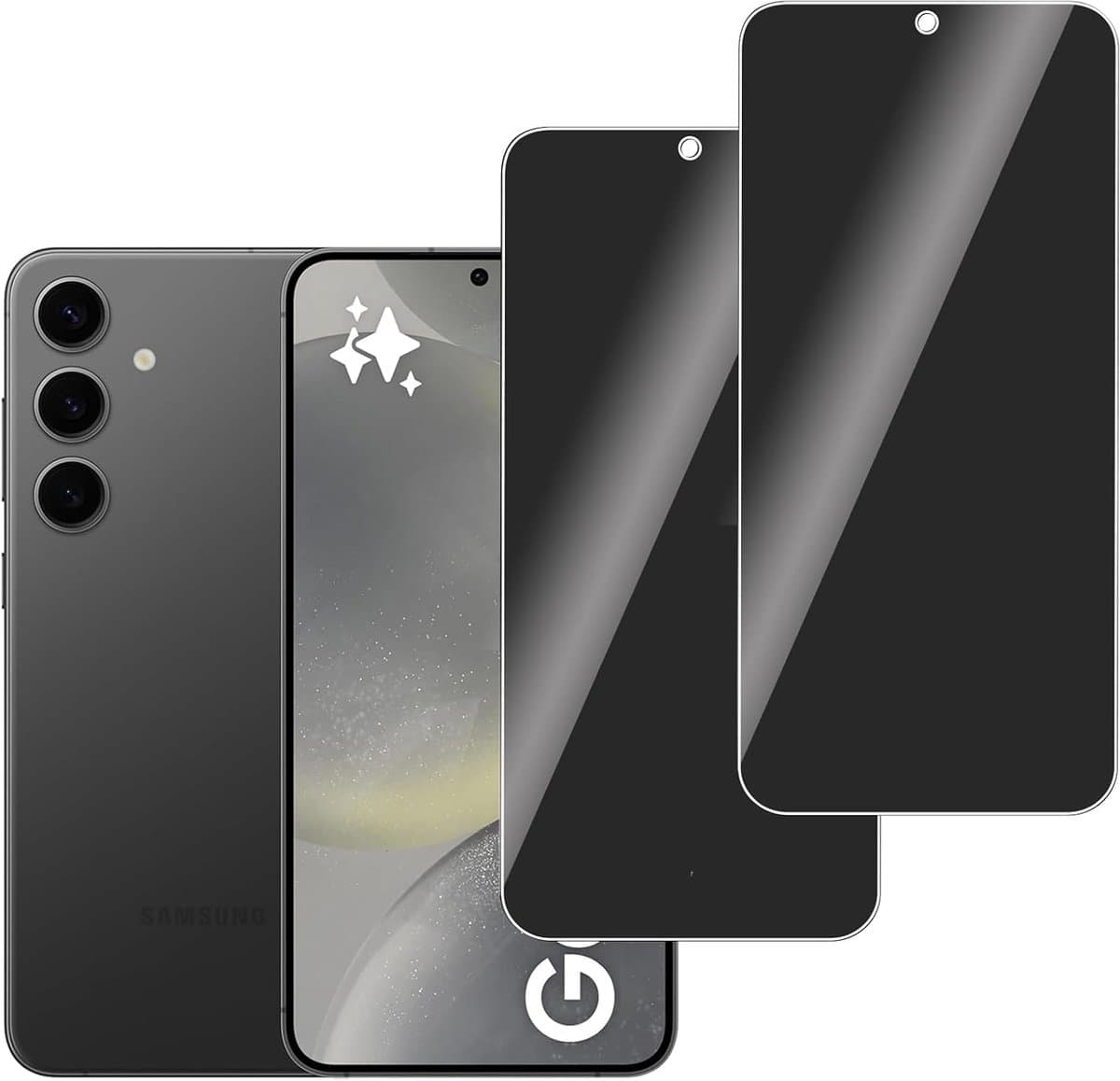 2 stuks Privacy Glass Screen Protector Compatibel met Samsung Galaxy S24 Plus / S24+ 5G, Bubble-, Krasbestendig, 9H Anti-Spy Gehard Glazen Screen Protector voor Samsung Galaxy S24 5G - Afbeelding 1