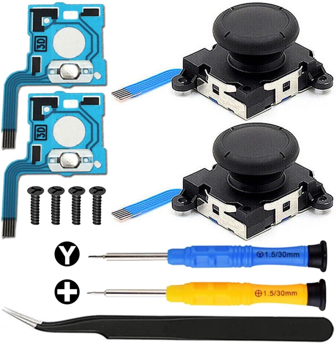 Nintendo Switch (Oled Model/Lite) Joystick Analoge Duim Stick Vervanging Links/Rechts Joy-Con Controller met geleidende Film en Drift Fix Tools (Y1.5/+1.5 schroevendraaier) - Afbeelding 1