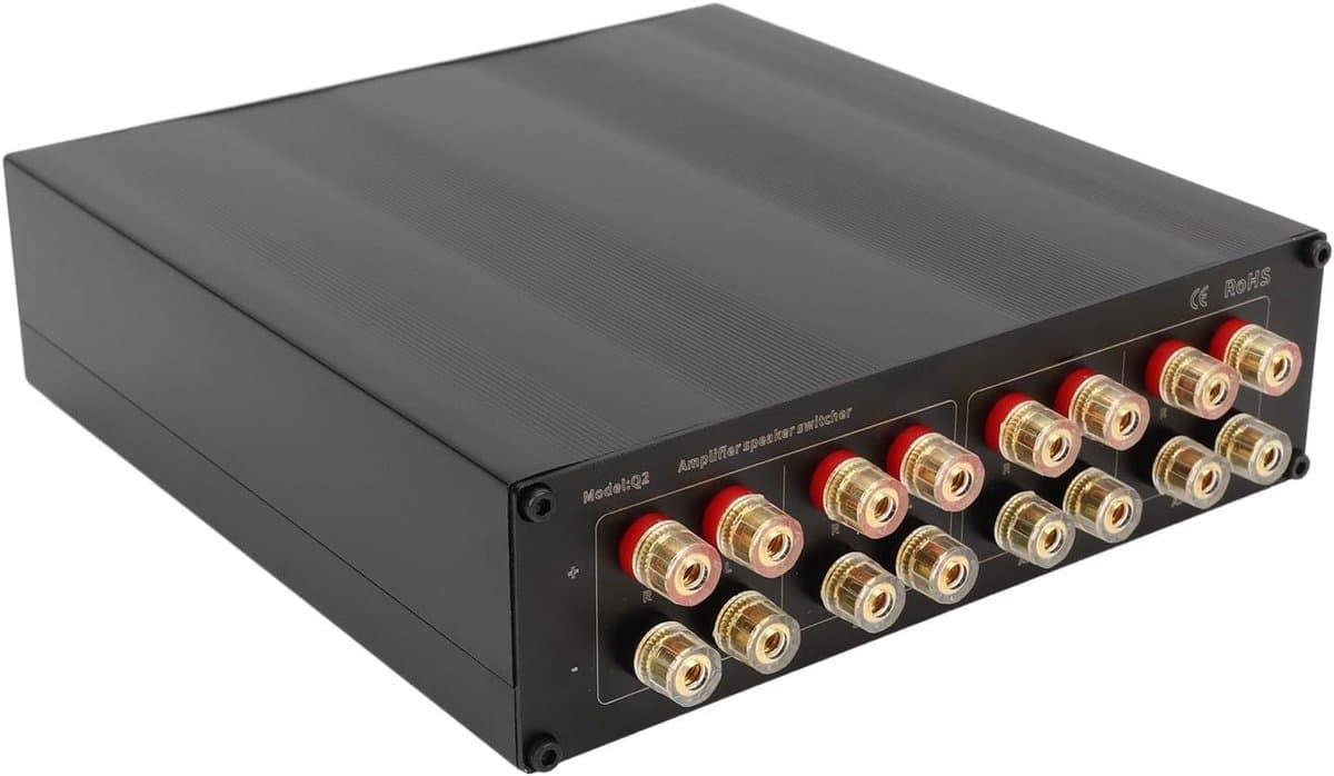 Speaker Selector Switch - Audio Switcher - Versterker Wisselen - Gouden Connectoren - 2 in 2 out - Zilver - Afbeelding 1