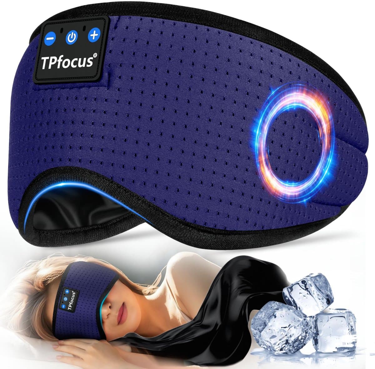 Slaapmasker met Bluetooth Koptelefoon - Lichtblokkerend & Wasbaar - Voor Zijslapers & Reizen - Afbeelding 1