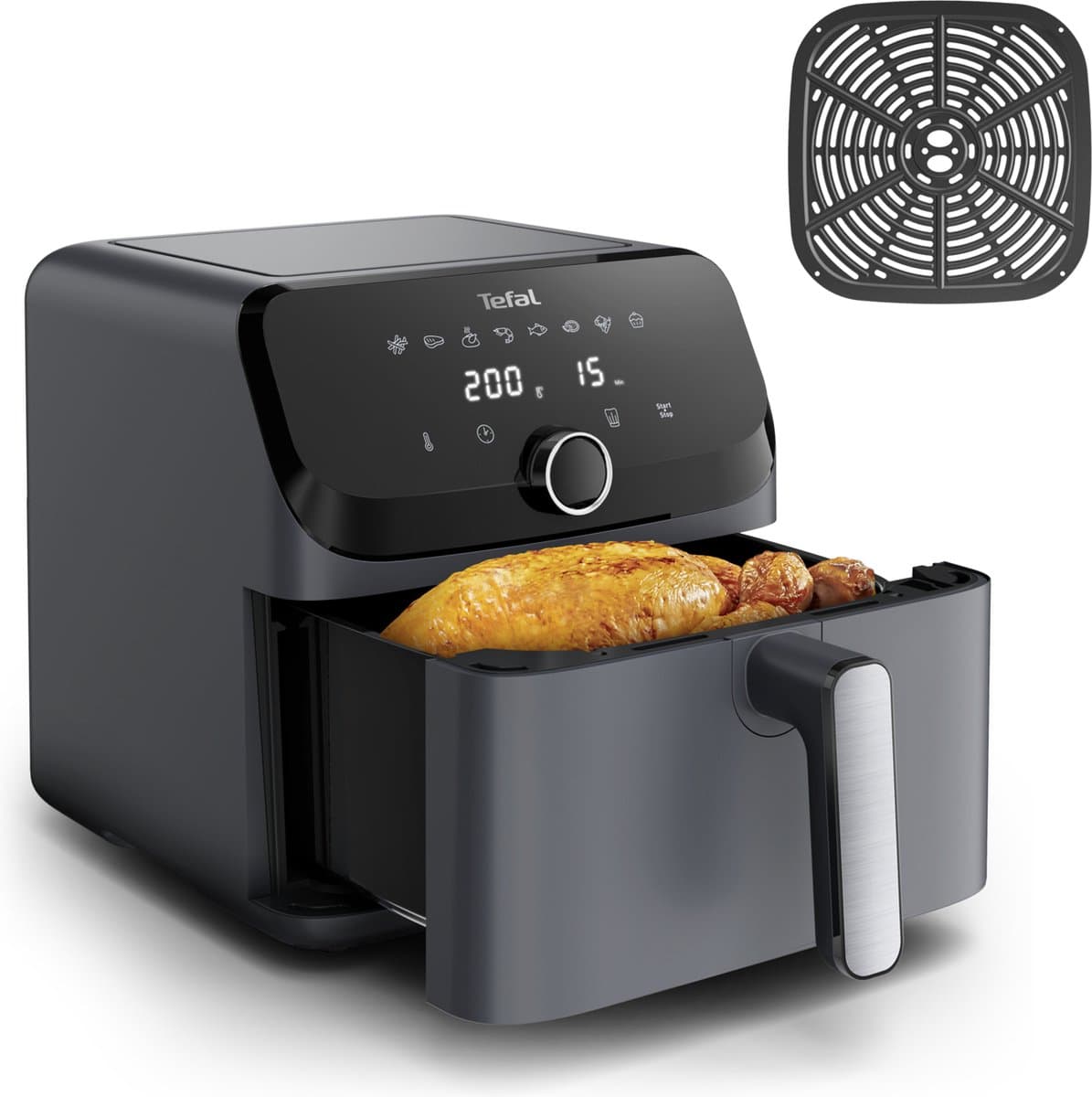 Tefal Easy Fry Mega EY855B - Airfryer XXL 7.5L - 1700W - 8 Programma's - 65% Energiebesparing - Grijs - Voor 8 Personen - Afbeelding 1