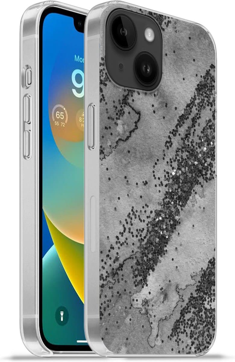 Apple iPhone 14 - Softcase hoesje - Beton - Zilver - Abstract - Siliconen Telefoonhoesje - Afbeelding 1