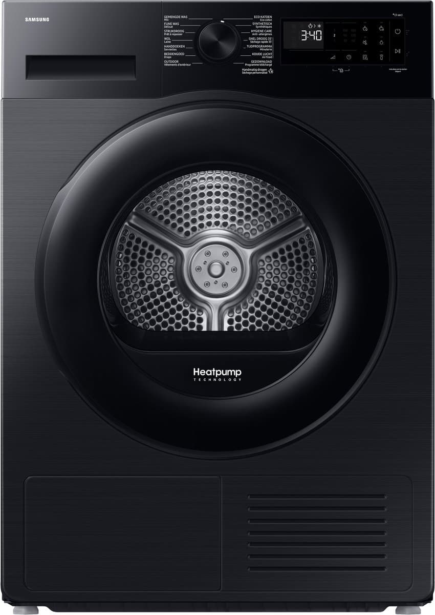 Samsung DV90DG52A0ABEN Wasdroger - Warmtepompdroger - 9kg - Zwart - NL/FR - 5 jaar garantie in Nederland - Afbeelding 1