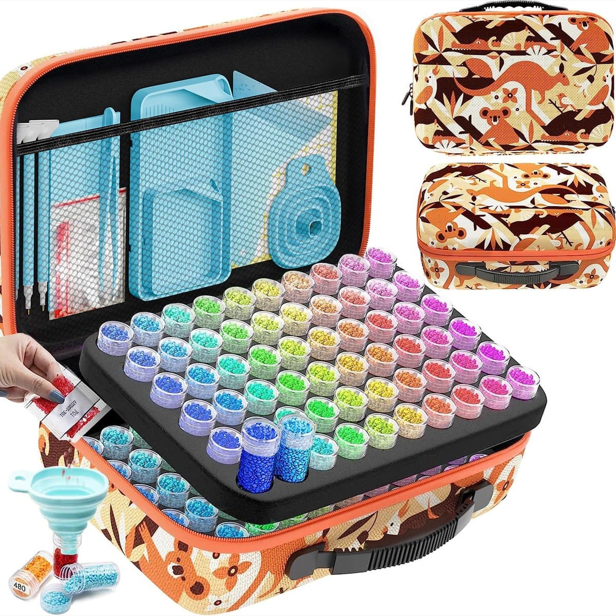 Diamond Painting Opbergboxen Set - 120 stuks - Met Koffer, Trechter en Stickers - Afbeelding 1