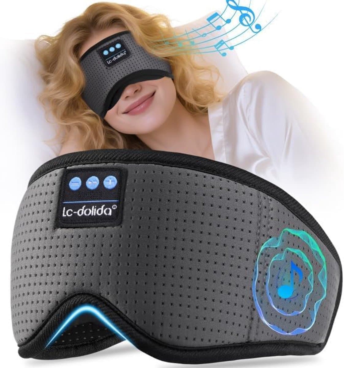 Slaapmasker met Koptelefoon Bluetooth V5.4 - 100% Lichtblokkerend & Ademend - Voor Reizen & Yoga - Afbeelding 1