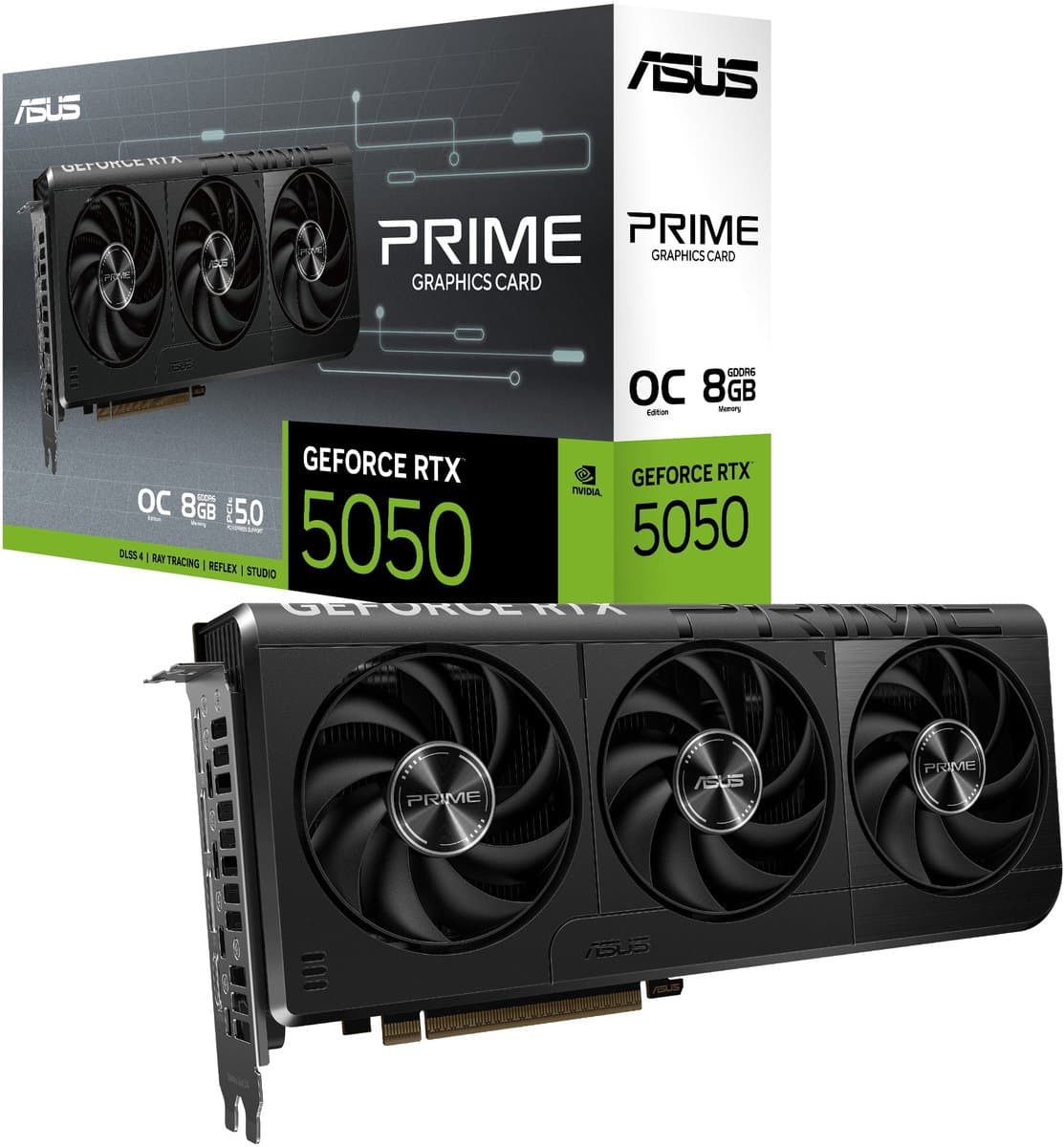 ASUS NVIDIA Prime GeForce RTX 5050 OC Edition - Videokaart - 8GB - GDDR6 - PCIe 5.0 - 1x HDMI 2.1b - 3x DisplayPort 2.1a - Afbeelding 1