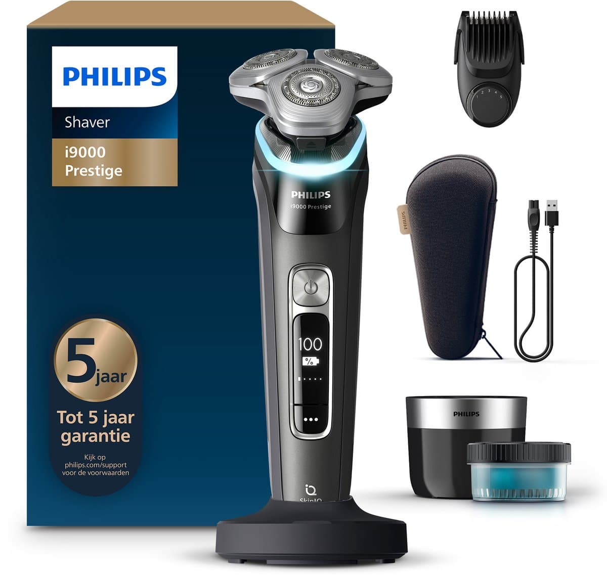 Philips Shaver i9000 Prestige Elektrisch Scheerapparaat Voor Mannen - Met Quick Clean Pod & Baardstyler- Zwart - XP9200/33 - Afbeelding 1