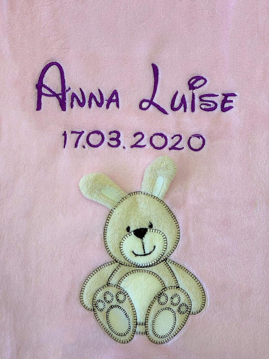 Babydeken met naam - Gepersonaliseerd kleed - Babyslaapcomfort - Zachte 3D-applicaties - 76 x 102 cm - Roze - Afbeelding 1