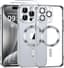 Magnetische beschermhoes voor iPhone 15 Pro Max met 2 stuks gehard glas, compatibel met MagSafe, krasbestendig, schokbestendig, dun en transparant, zilver