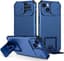 Case voor iPhone 13 Stootvaste, Schokbestendig Militaire Bescherming Armor Cover Hoesje, Siliconen Bumper Krasbestendig Telefoonhoesje met Slidable Camera Beschermer, Blauw