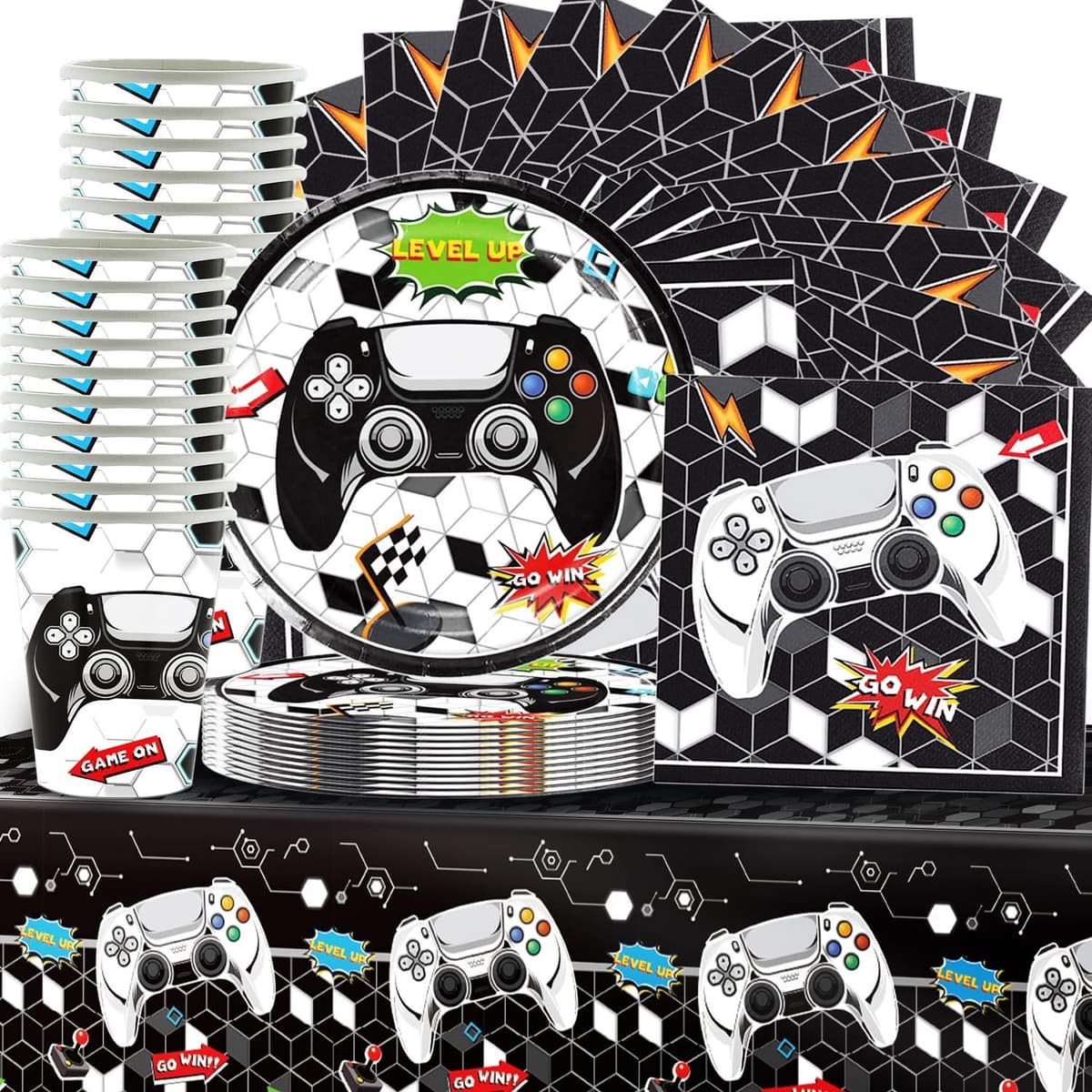 Set van 61 Stuks Videogame-Thema Feestservies voor 20 Personen - Afbeelding 1