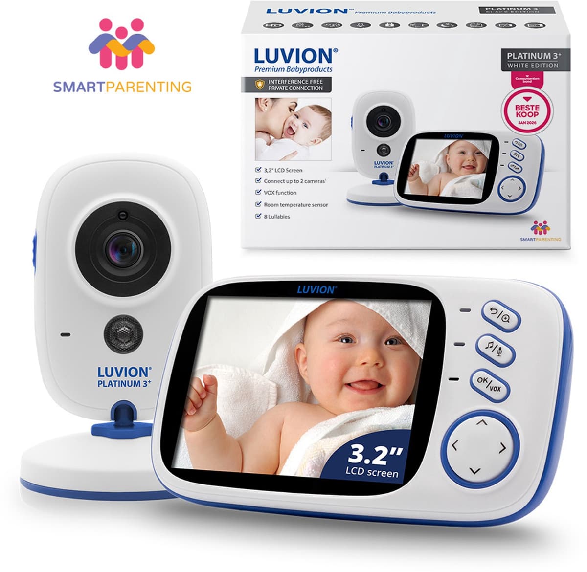 LUVION® Platinum 3+ - Babyfoon met Camera - Uitbreidbaar tot 2 Baby Camera's - Premium Baby Monitor - Afbeelding 1