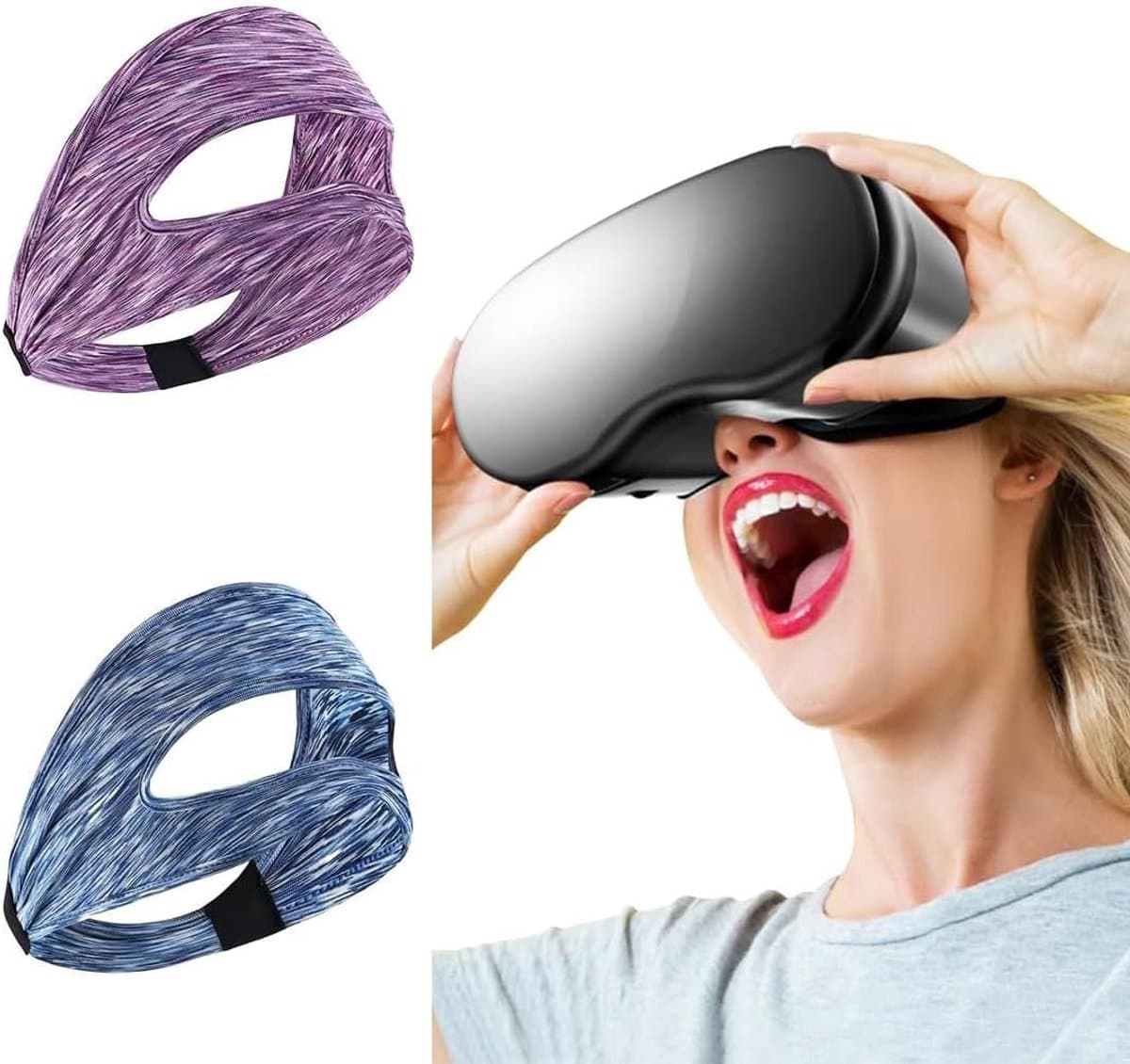 Set van 2 ademende en wasbare VR-maskers voor optimale hygiëne en comfort bij VR-headsets zoals PS VR2, Meta Quest Pro en Oculus Quest 2 - Afbeelding 1