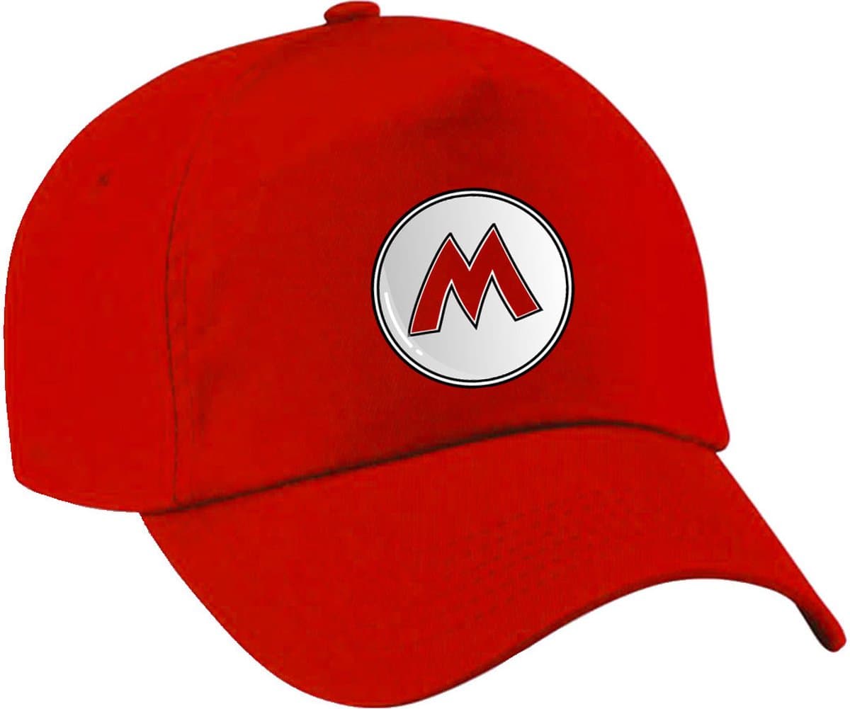 Bellatio Decorations game verkleed pet - loodgieter Mario - rood - volwassenen - carnaval/themafeest - Afbeelding 1