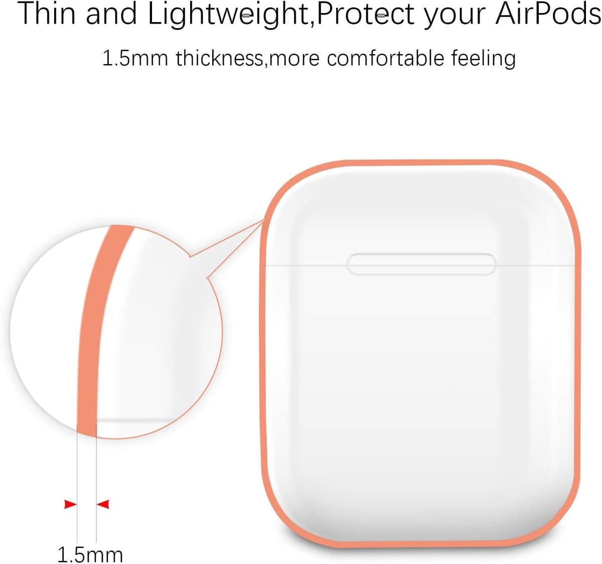 Schokbestendige Siliconen Hoes voor AirPods 2 & 1 - Oplaadbaar & LED Zichtbaar - Koraaloranje - Afbeelding 1
