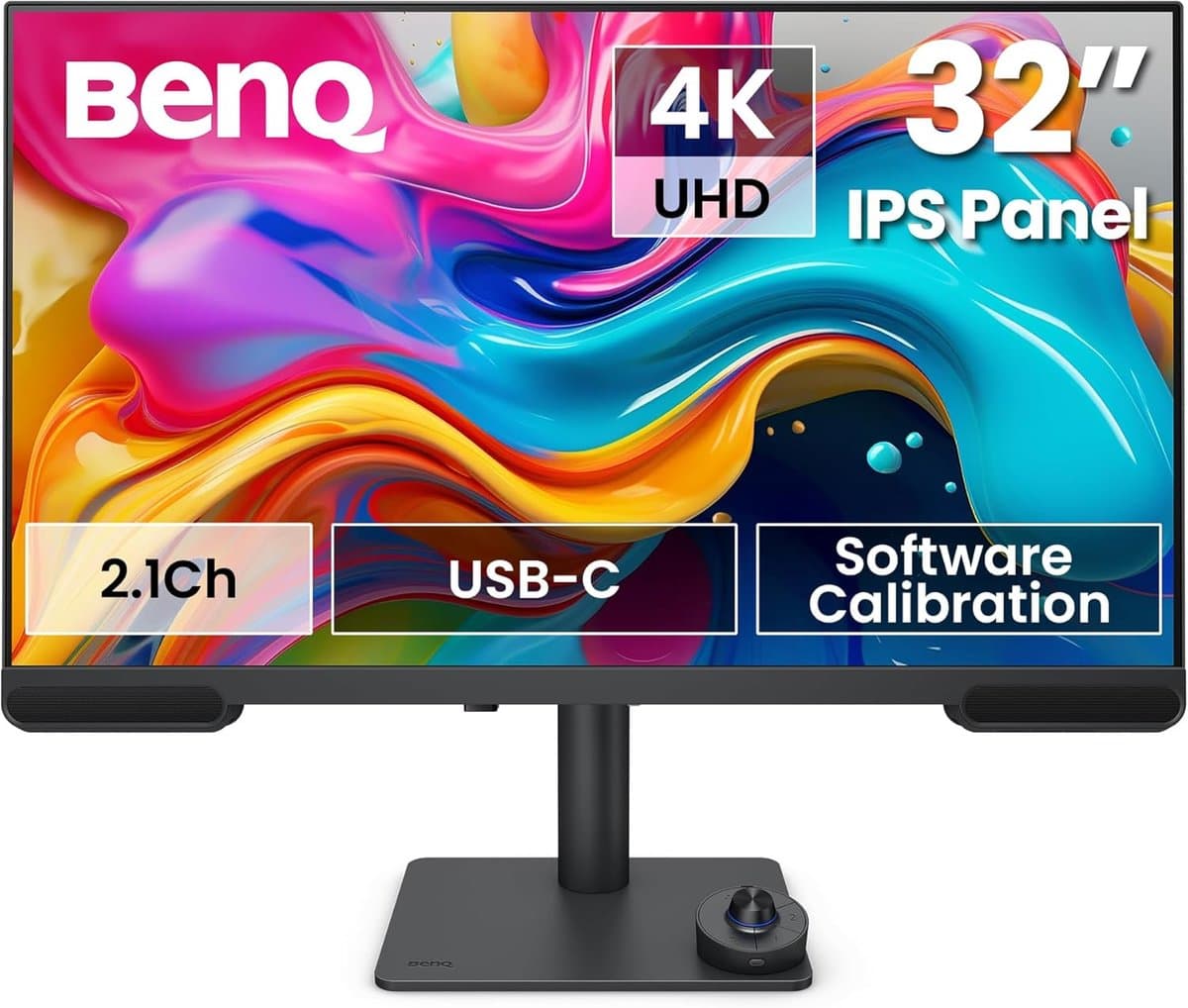 BenQ Creative Pro PV3200U – 32" 4K Premium Designer & Video Editing Monitor – 95% DCI‑P3 – 100% Rec.709 – Calman Verified – 2.1‑audio – MacBook‑modus – USB‑C 65W – HDR400 - ICCsync - iKeyboard control - Wireless Hotkey Puck G3 - Afbeelding 1