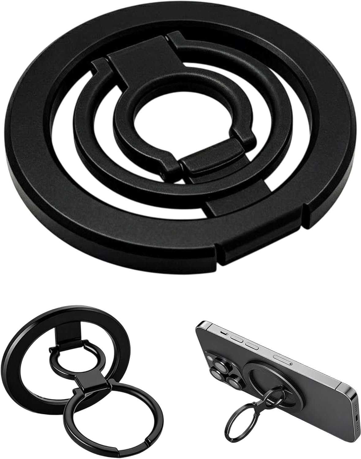 Ring voor Telefoon Ondersteuning Grip 360 ° Rotatieve Dubbele Ring Compatibel iPhone 17 16 15 14 13 12 Pro Max Stand Magnet Sterke Grip Draagbaar - Afbeelding 1