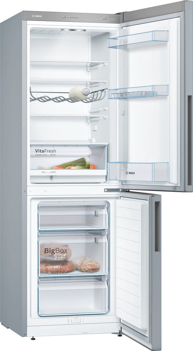 Bosch KGV33VLEA - Serie 4 - Koelkast - Koel-vriescombinatie - 176 cm - Energielabel E - Houd je versproducten langer vers met VitaFresh lade - Stil - Led verlichting RVS - Afbeelding 1