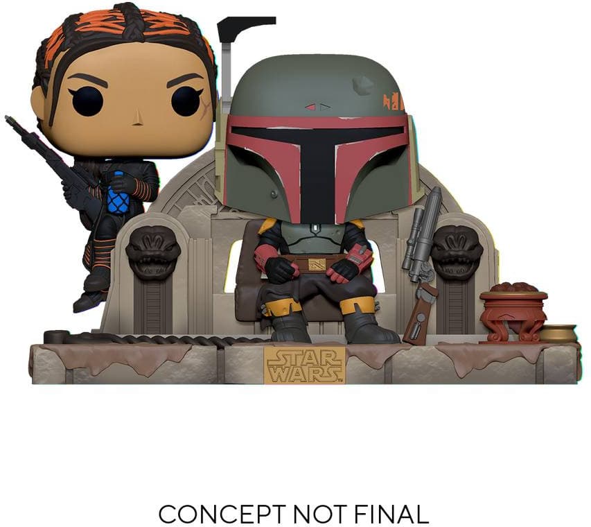 Star Wars the Mandalorian Funko Pop Vinyl: Boba Fett and Fennec Shand on Throne - Afbeelding 1
