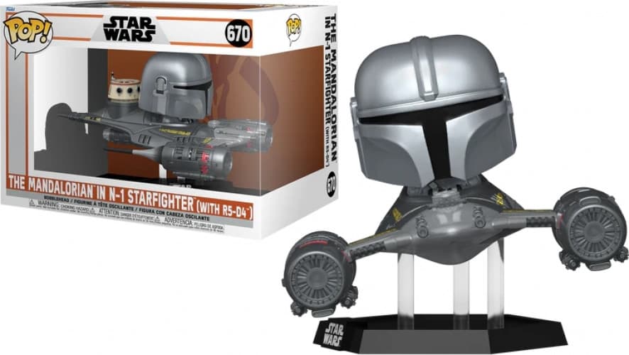 Star Wars Funko Pop Vinyl: The Mandalorian in N-1 Starfighter with R5-D4 - Afbeelding 1