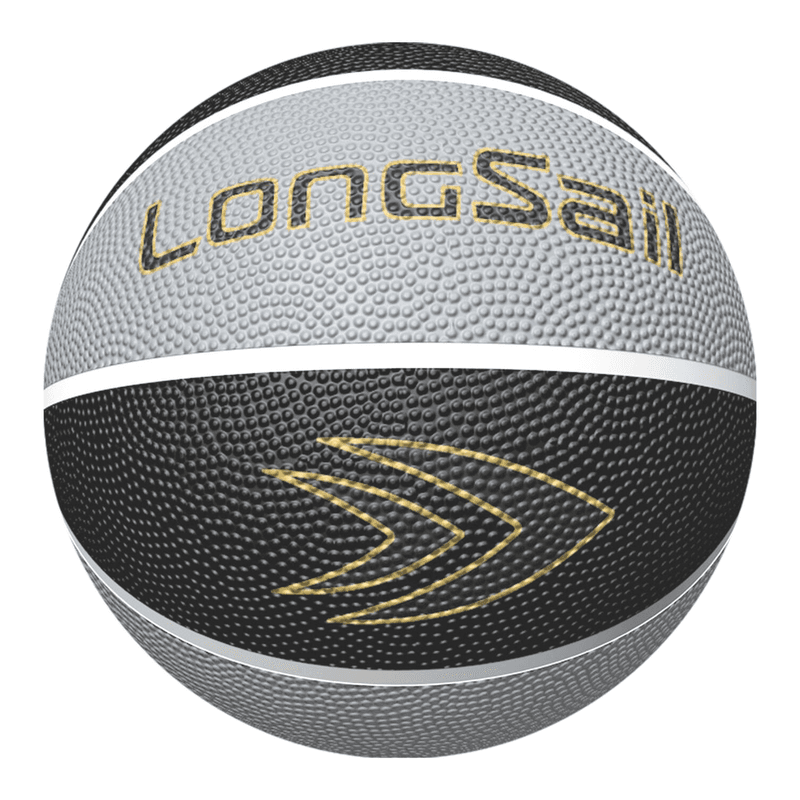 LONGSAIL professionele wedstrijdbasketbal maat 3 22 in zwart-grijs tweekleurig antislip slijtvast rubbermateriaal - Afbeelding 1