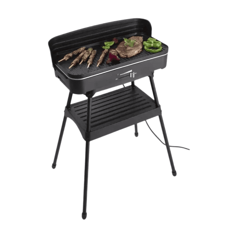 Fritel Barbecue BBQ 2246 - Elektrische BBQ/Tafelgrill - Groot Grilloppervlak 50 x 25 cm - 2200 W - Afneembare Plaat + Windscherm - Afbeelding 1