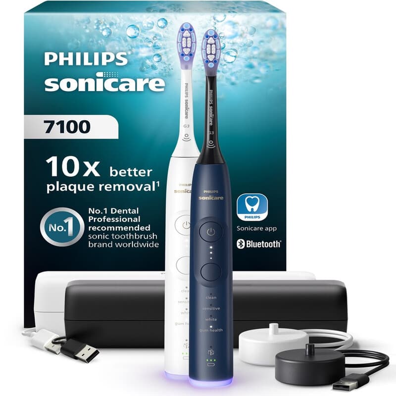 Philips Sonicare DiamondClean 7100 HX7429-02 Elektrische Tandenborstel - 2 stuks - Premium reisetui - 4 standen - Afbeelding 1