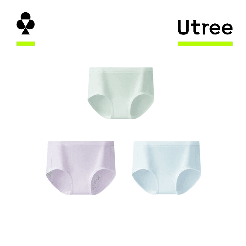 Utree - 2026 Nieuwe collectie dames Modal-damesslips, 100% katoen, antibacterieel - Romantisch blauw + Lichte fuchsiaviooltjes + Mintgroen - 170/100 (XL) - Afbeelding 1