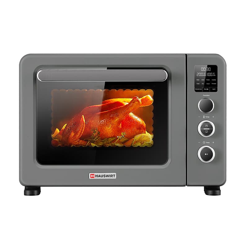HAUSWIRT C40 slimme heteluchtoven met thermometer, oven met grote capaciteit van 35 l, bakrek met vier niveaus, led-display, grijs - Afbeelding 1