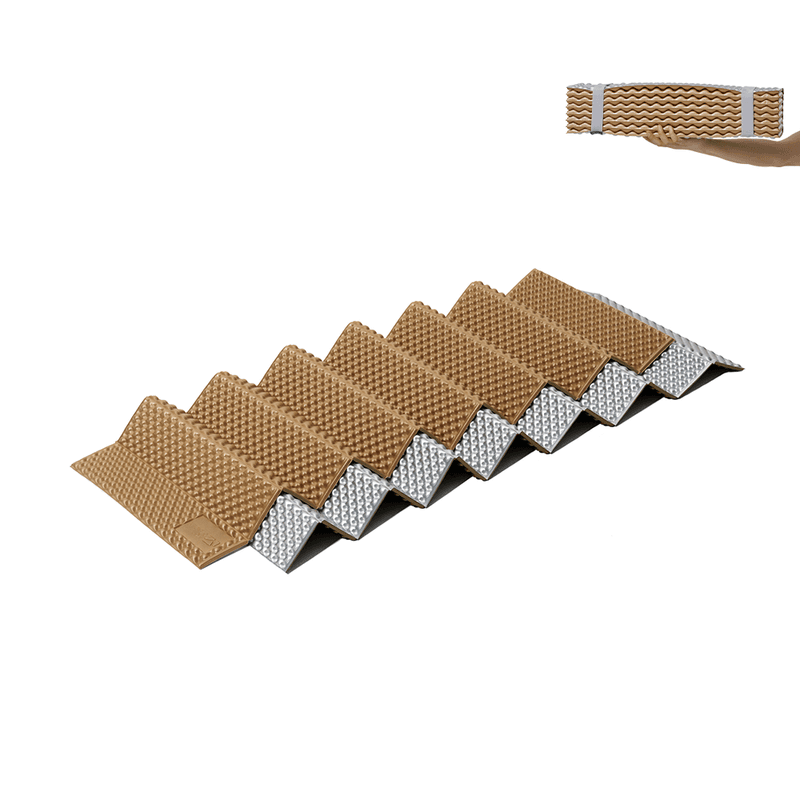 Mobi Garden, NT Egg Crate geïsoleerde slaapmat, opvouwbare campingmat, geïsoleerde grondmat, zand, draagbaar - Afbeelding 1