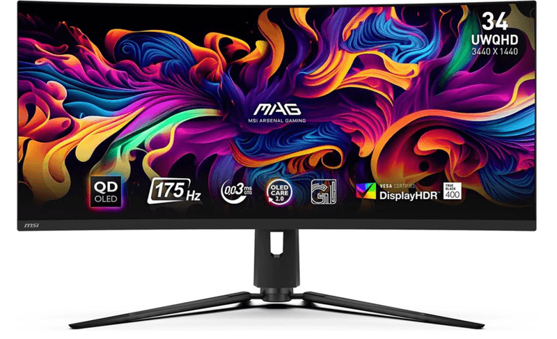 MSI MAG 341CQP QD-OLED-monitor 86,4 cm (34") 3440 x 1440 pixels ultrabreed Quad HD zwart - Afbeelding 1