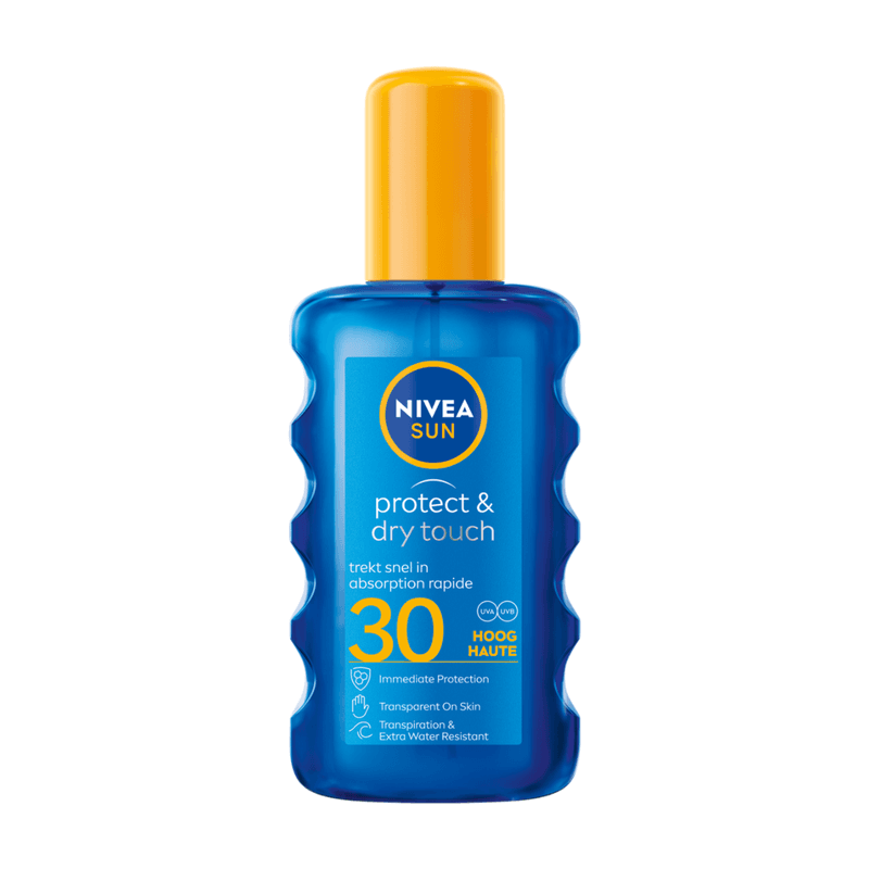 NIVEA SUN Protect & Dry Touch Transparante Zonnebrand Spray - SPF 30 - Zonnespray - Waterbestendig - Geen witte strepen - 200 ml - Afbeelding 1