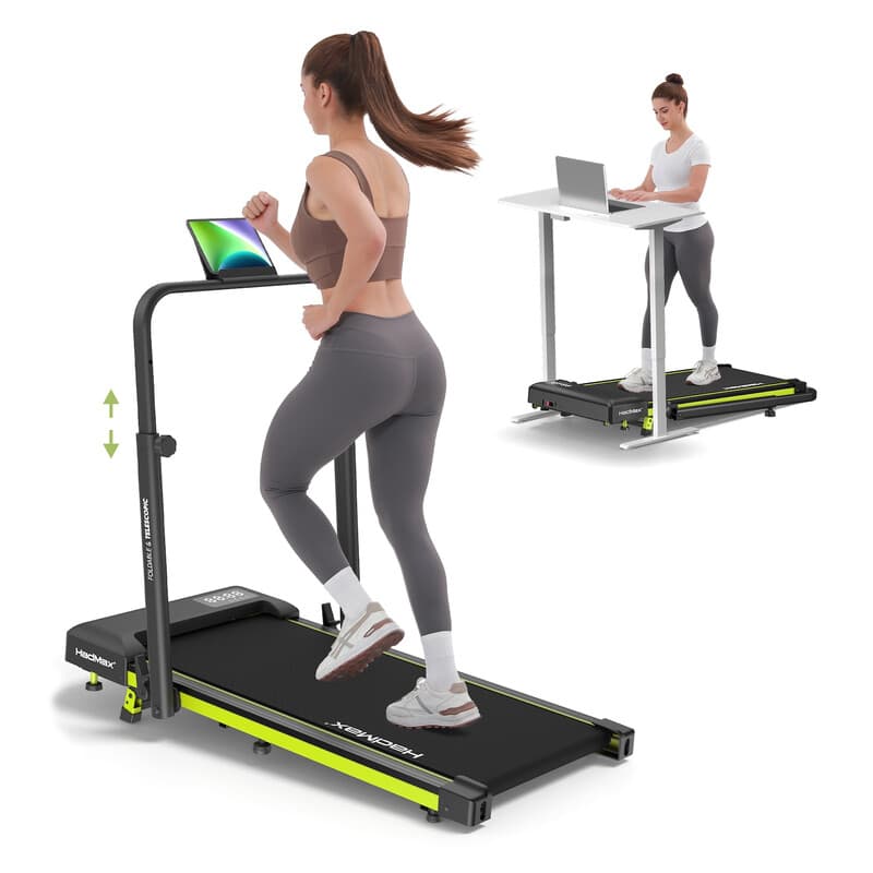 HadMax 3.0HP Walking Pad met helling, opvouwbaar stuur, tafelmodel loopband met magnetische afstandsbediening, draagvermogen 136 kg voor thuiskantoor - Afbeelding 1